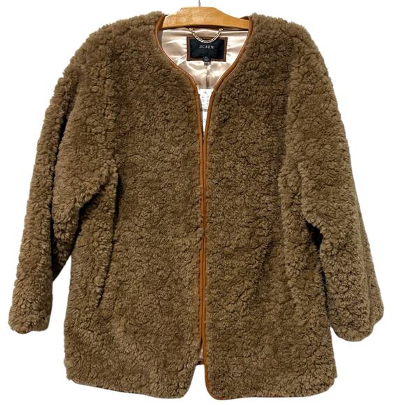 J. Crew | Sherpa Coat Collarless Jacket BD160 NWT- Size XL - Picture 1 of 10